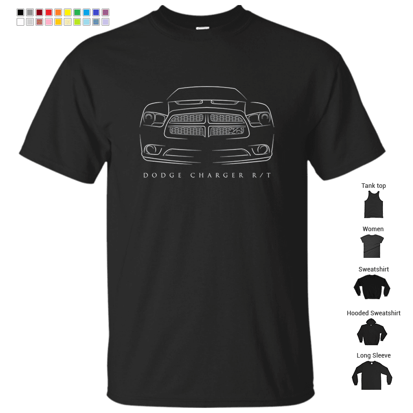 2013 Dodge Charger R/t - front Stencil, white T-Shirt