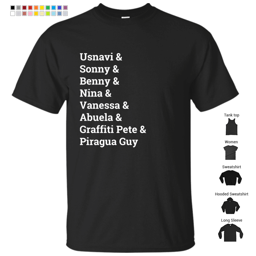 In the Heights Characters (white lettering) T-Shirt